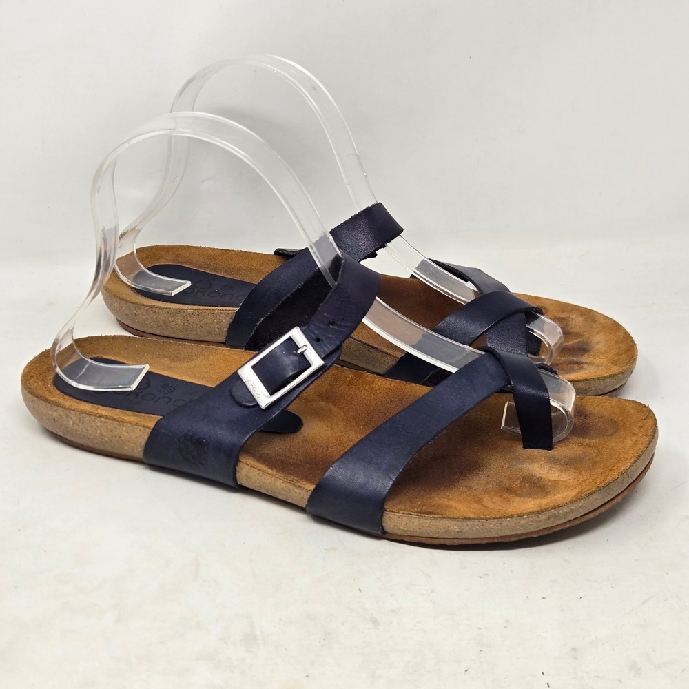 Yokono Navy Blue Leather Toe Loop Strappy Buckle‎ Sandals Made in Spain Sz 40